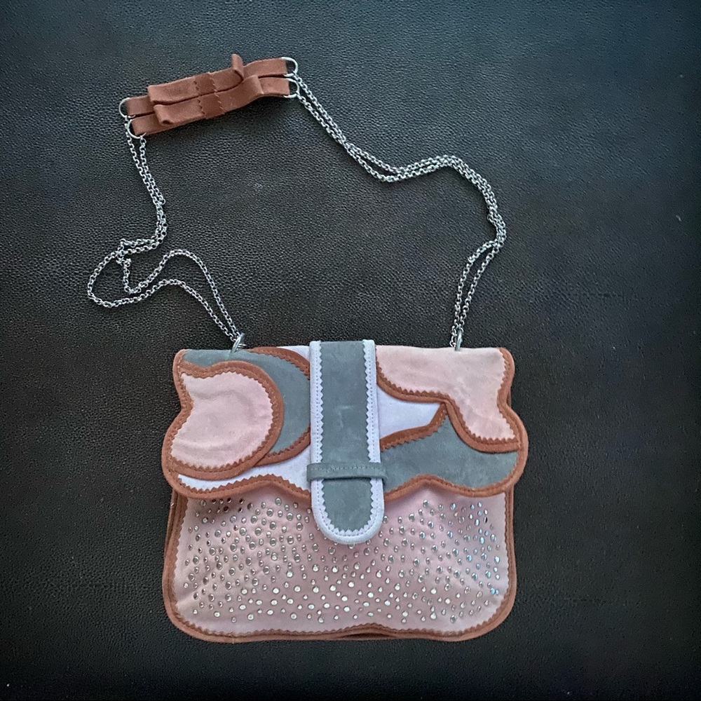 Suede stud bag in multicolor